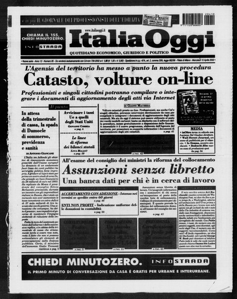 Italia oggi : quotidiano di economia finanza e politica